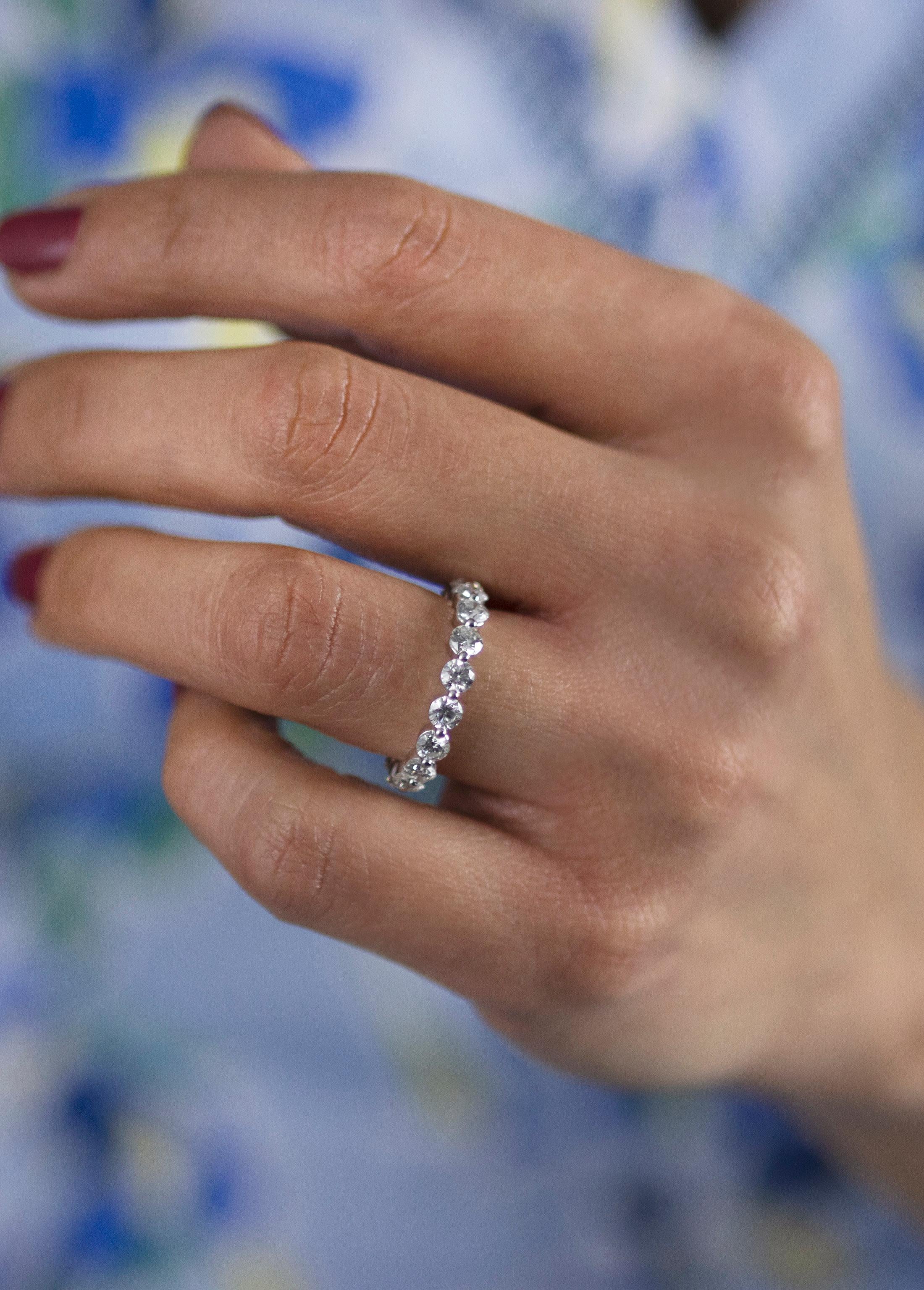 Contemporary Roman Malakov 2.69 Carat Total Diamond Single-Prong Eternity Wedding Band Ring  For Sale