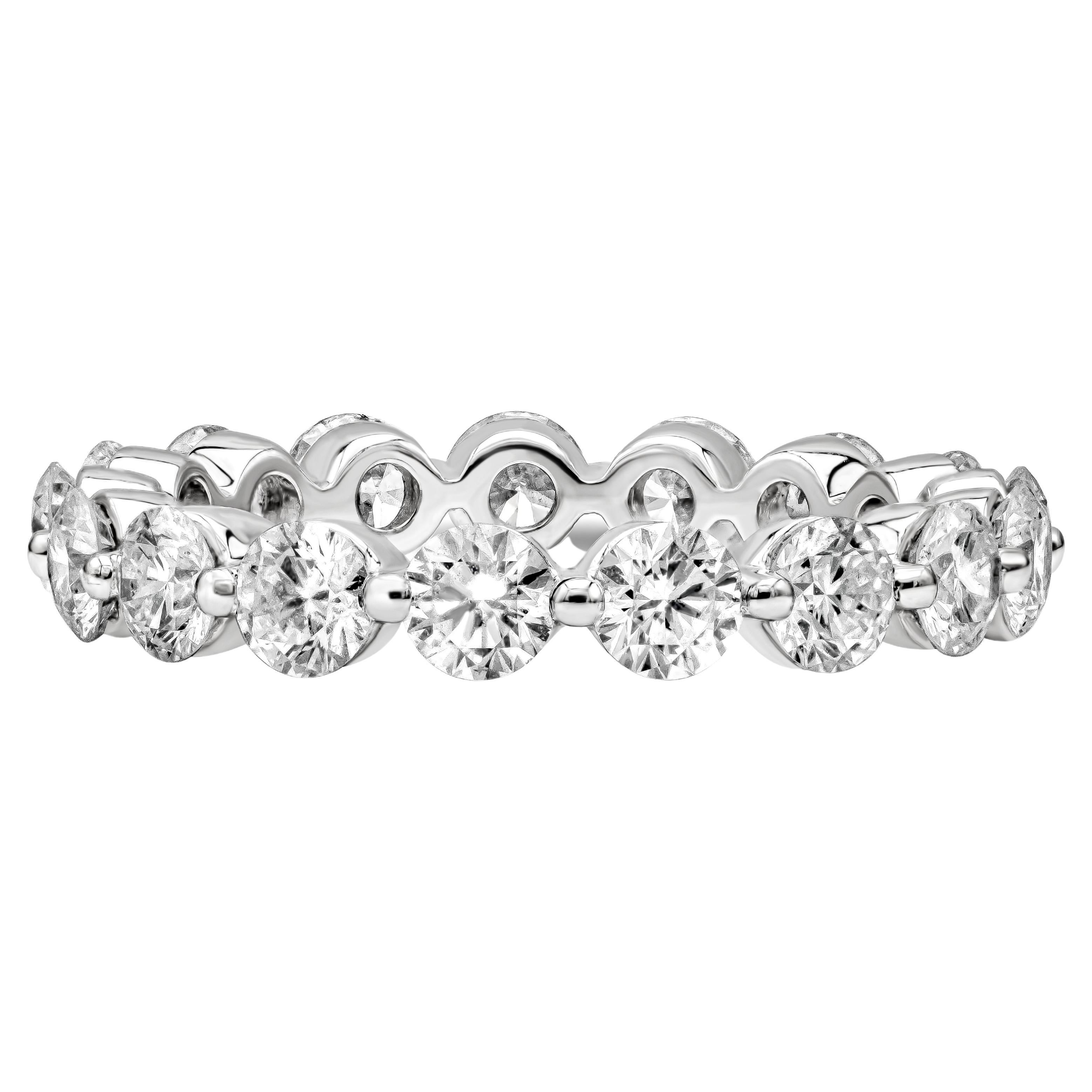 Roman Malakov 2.69 Carat Total Diamond Single-Prong Eternity Wedding Band Ring  For Sale