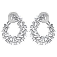 Roman Malakov 2.70 Carats Total Mixed-Cut Diamond Swirl Earrings in White Gold