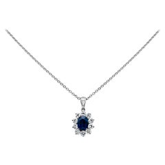 Roman Malakov, 2.94 Carat Total Blue Sapphire And Diamond Pendant Necklace