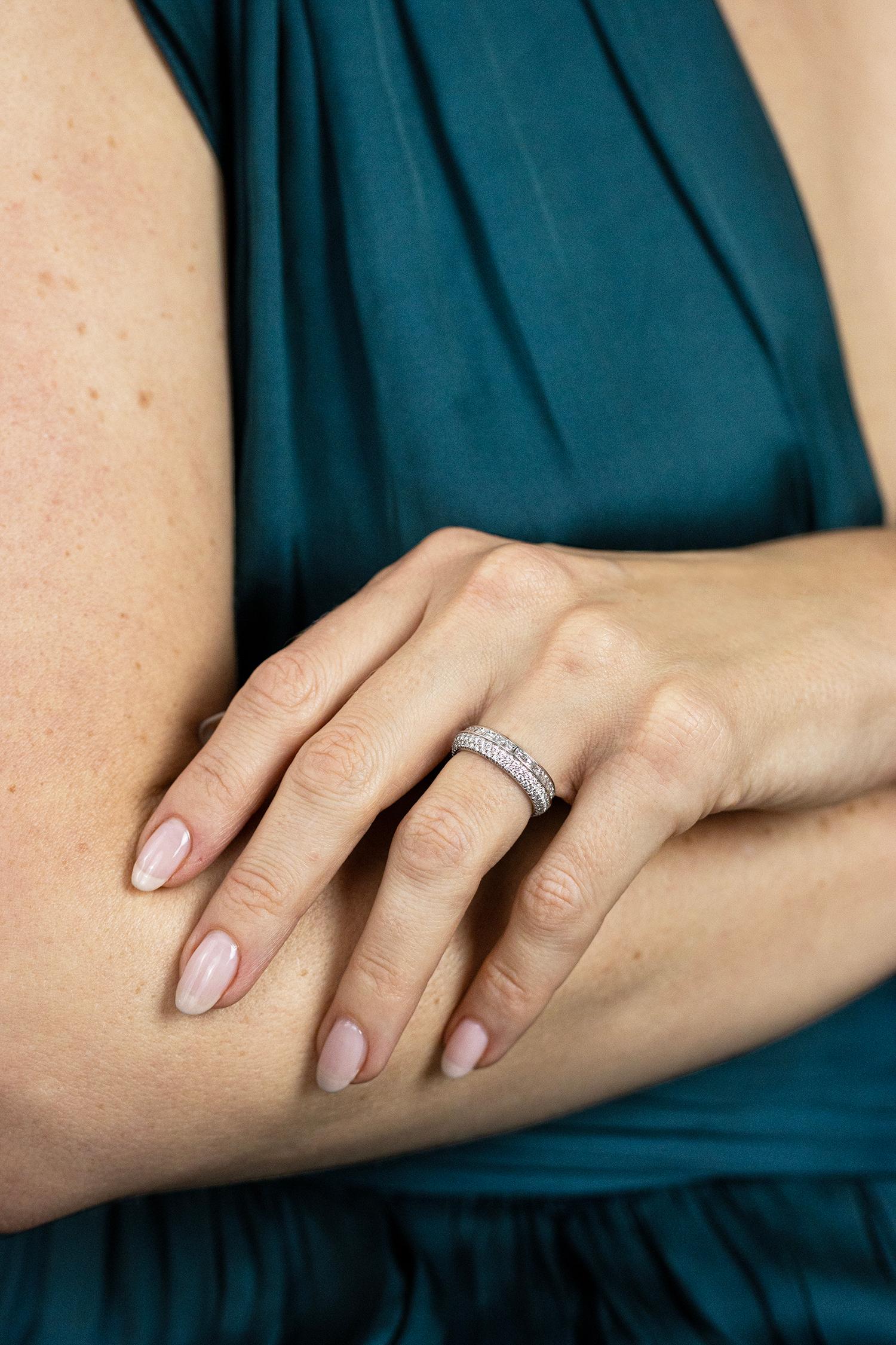 emerald and round eternity band