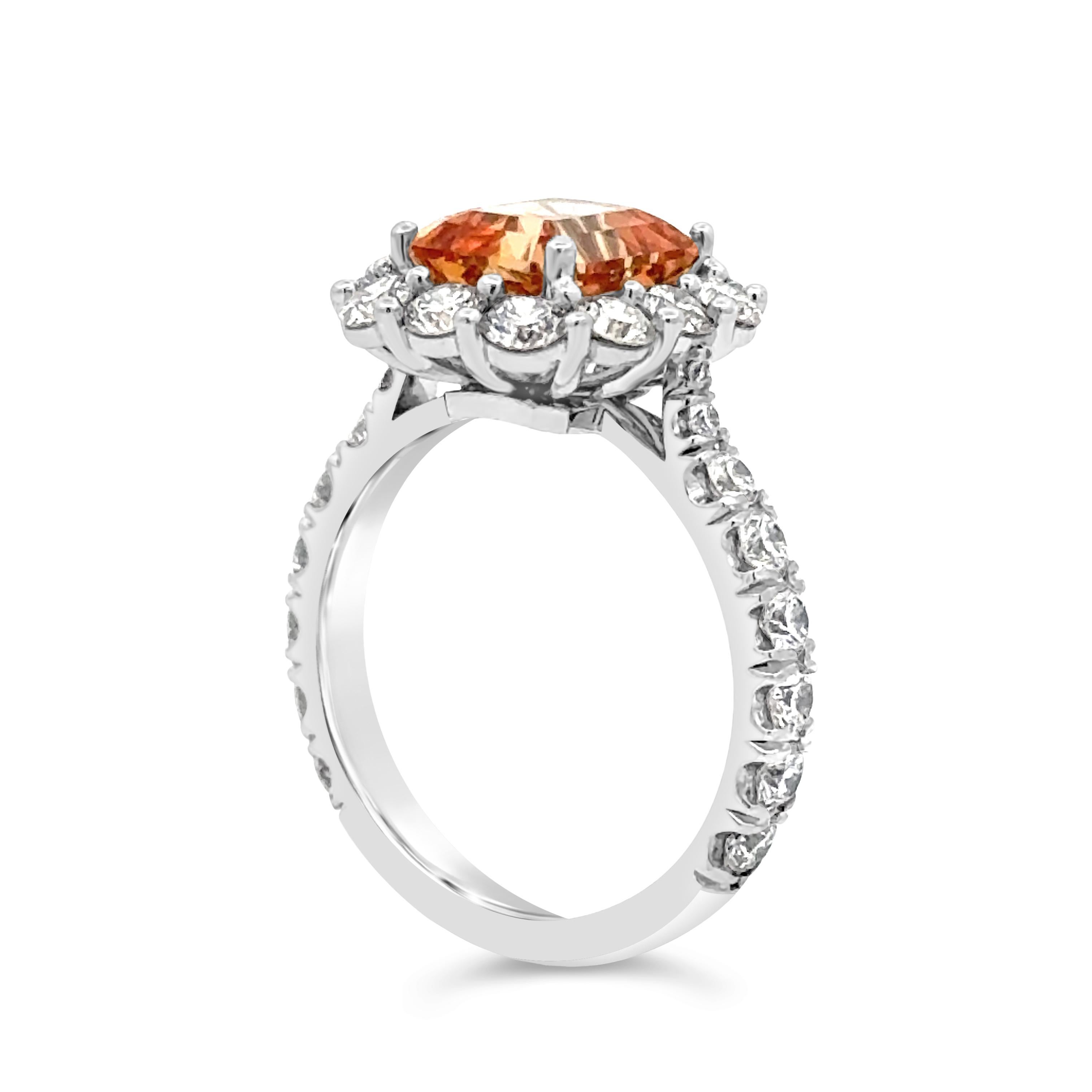 Contemporary Roman Malakov 3.00 Carats Emerald Cut Imperial Topaz & Diamond Engagement Ring For Sale