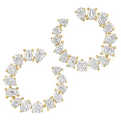 Roman Malakov 3,01 Karat Diamant-Ohrringe mit gemischtem Schliff in Gelbgold