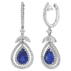 Roman Malakov Diamonds Boucles d
oreilles double halo en saphir et diamant de 3,02 carats