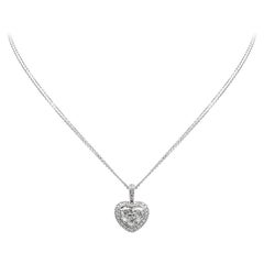 Roman Malakov 3.05 Carats Heart Shape Diamond Halo Pendant Necklace