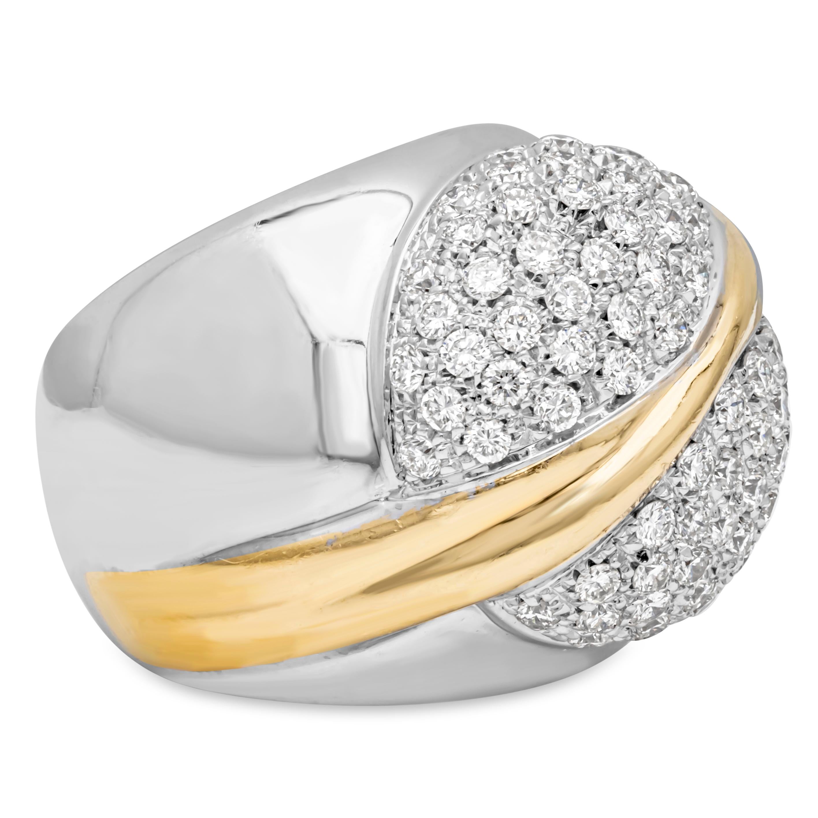 Contemporary Roman Malakov 3.06 Carats Total Brilliant Round Cut Diamond Wide Fashion Ring For Sale