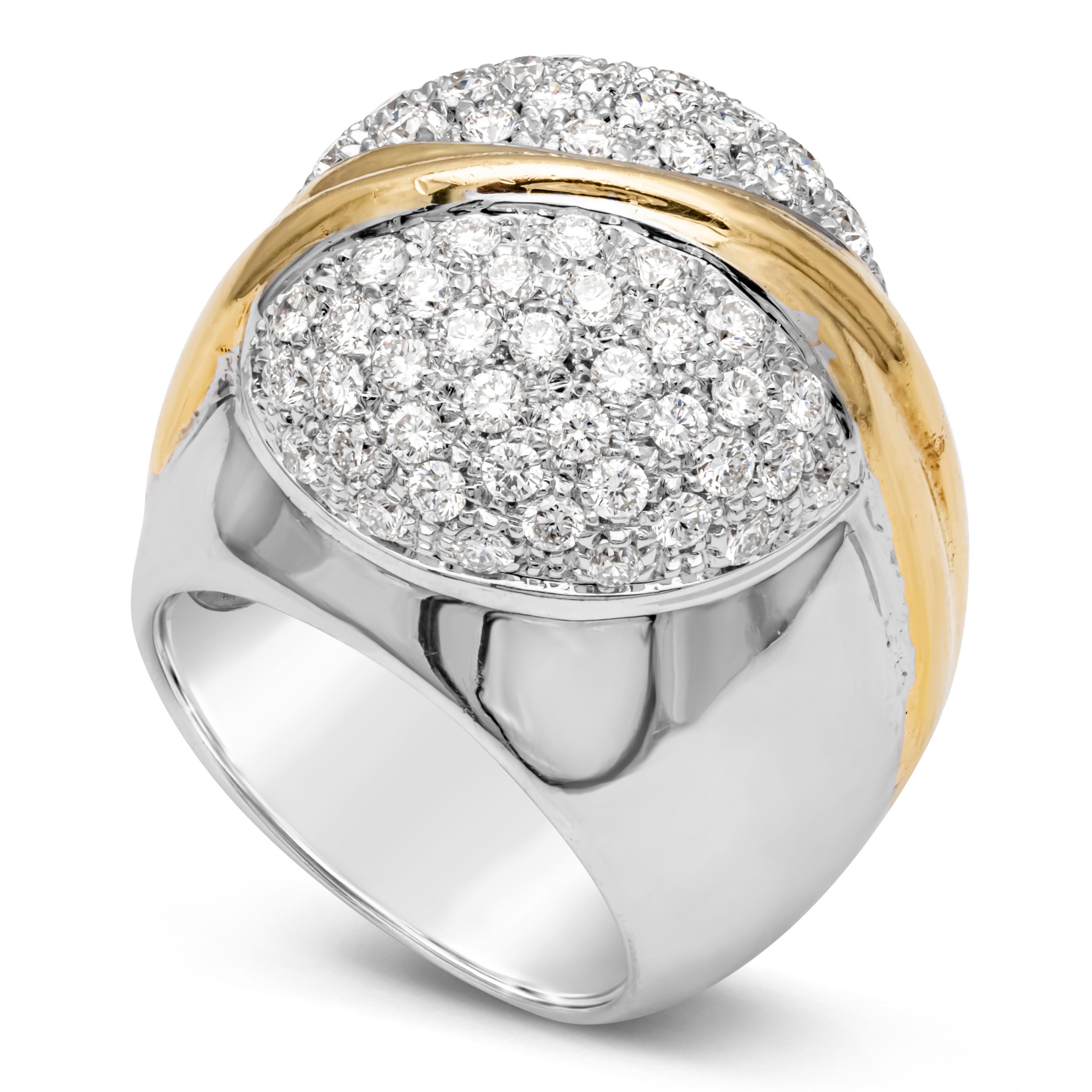 Round Cut Roman Malakov 3.06 Carats Total Round Brilliant Cut Diamond Wide Fashion Ring For Sale