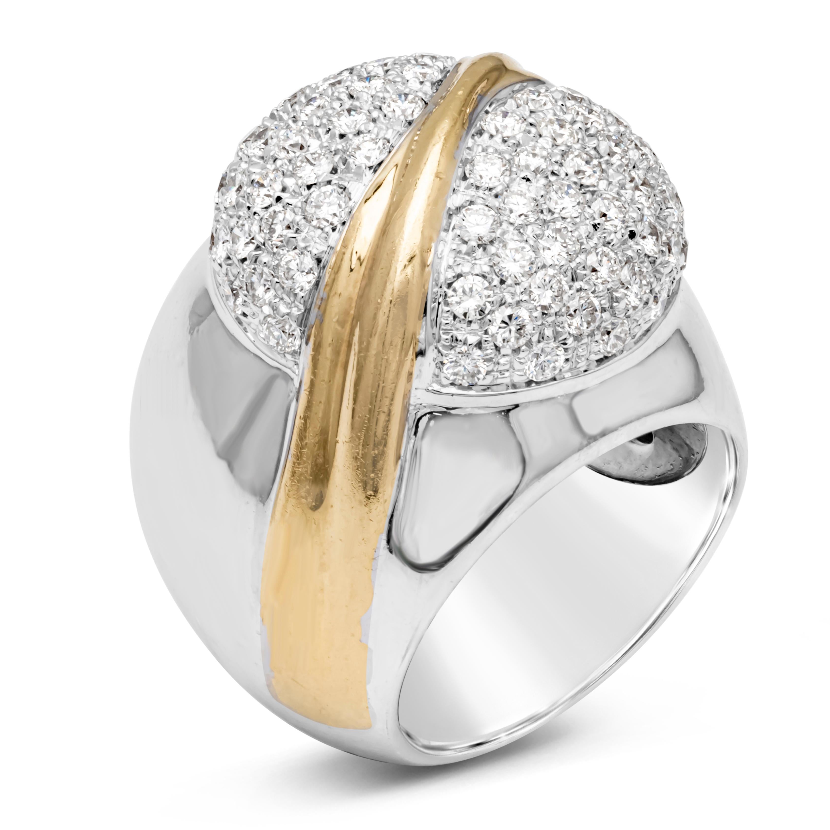 Women's Roman Malakov 3.06 Carats Total Brilliant Round Cut Diamond Wide Fashion Ring For Sale