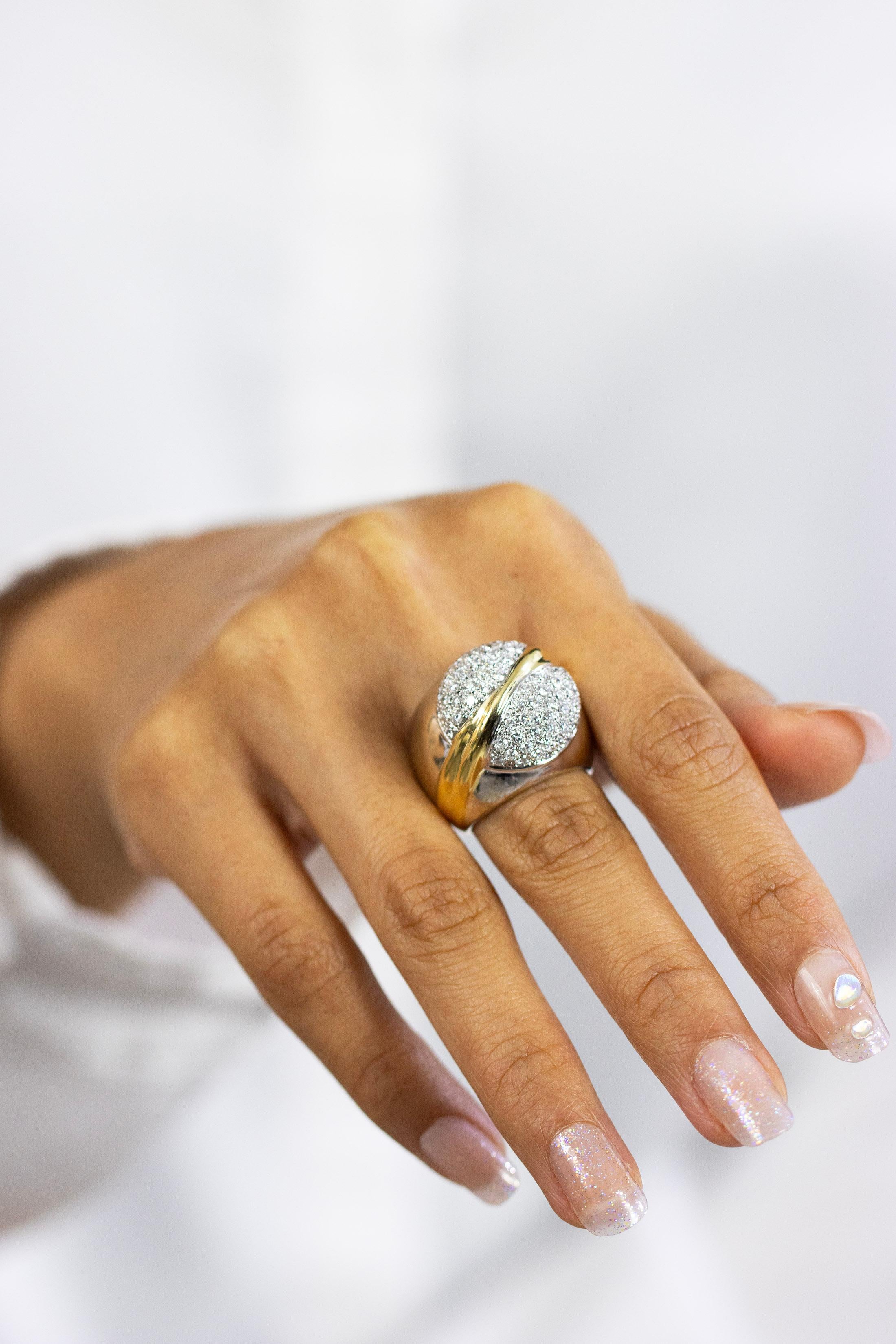 Roman Malakov 3.06 Carats Total Brilliant Round Cut Diamond Wide Fashion Ring For Sale 3