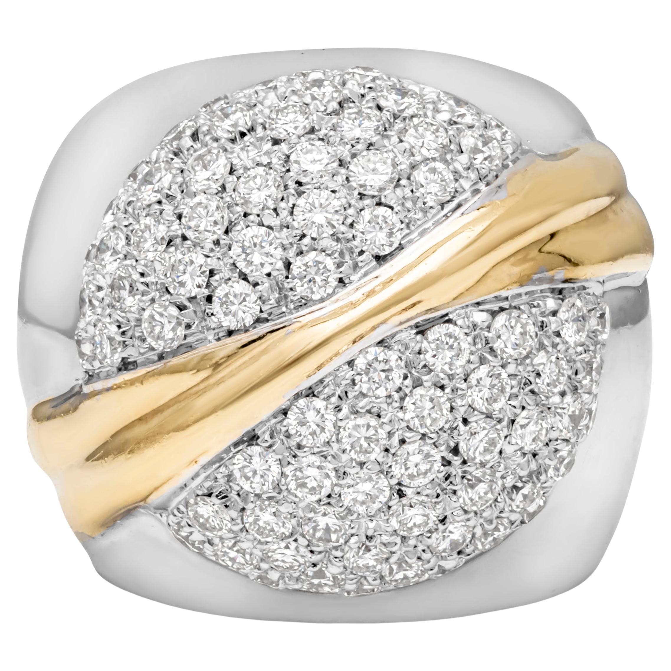 Roman Malakov 3.06 Carats Total Brilliant Round Cut Diamond Wide Fashion Ring For Sale