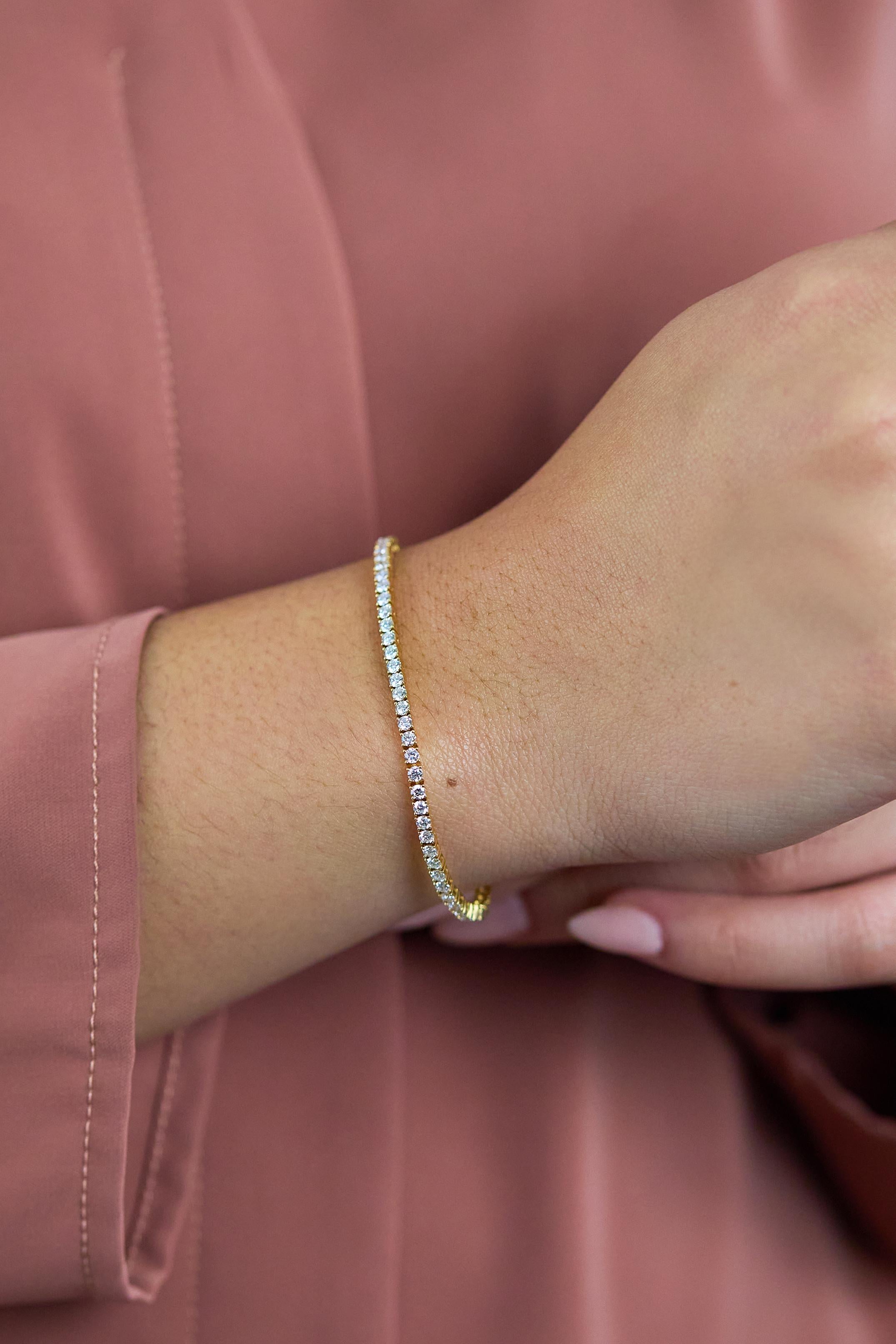 Taglio rotondo Roman Malakov Diamonds Bracciale da tennis con diamanti rotondi taglio brillante da 3.07 carati totali