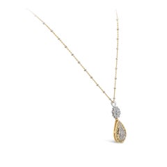 GIA Certified 3.12 Carats Pear Shape Diamond Pendant Necklace in Two-Tone Gold