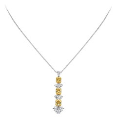 Roman Malakov Collar Colgante Gota Amarilla Fantasía Corte Radiante Total 3,13 Quilates