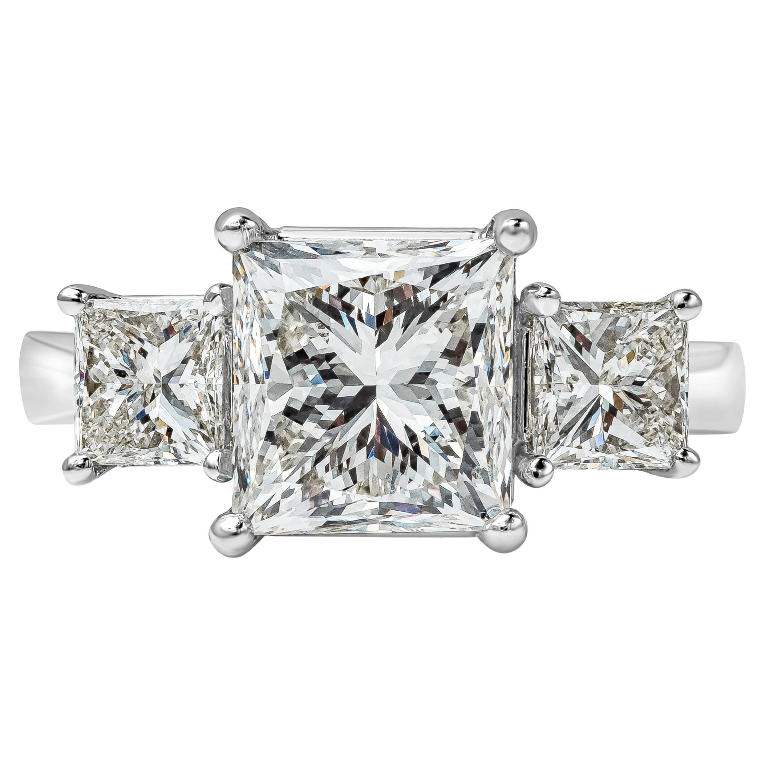 Roman Malakov 3.14 Carats Princess Cut Diamond Three-Stone Engagement Ring