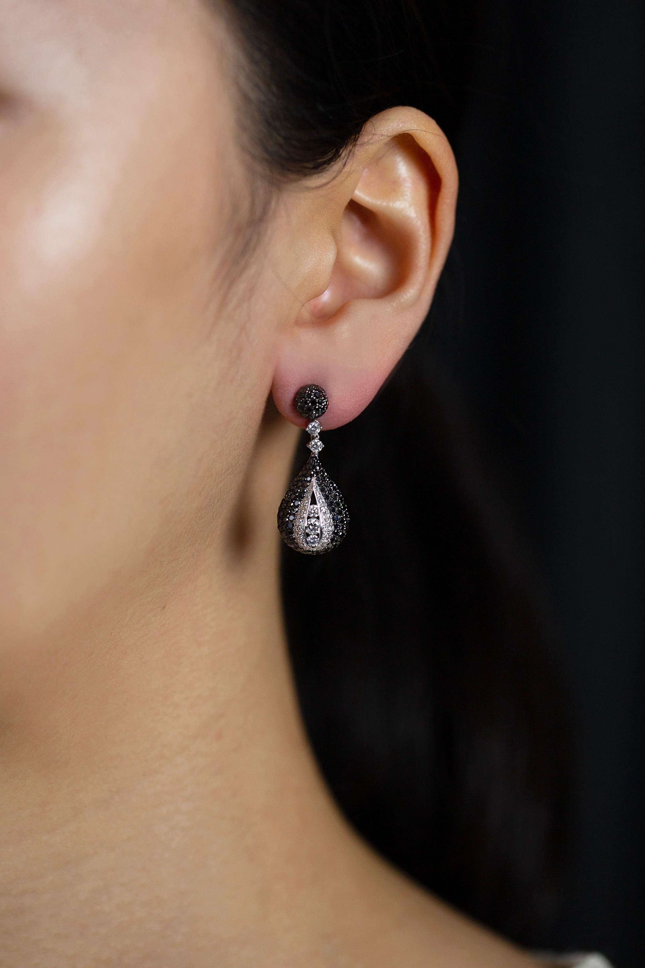black diamond dangle earrings