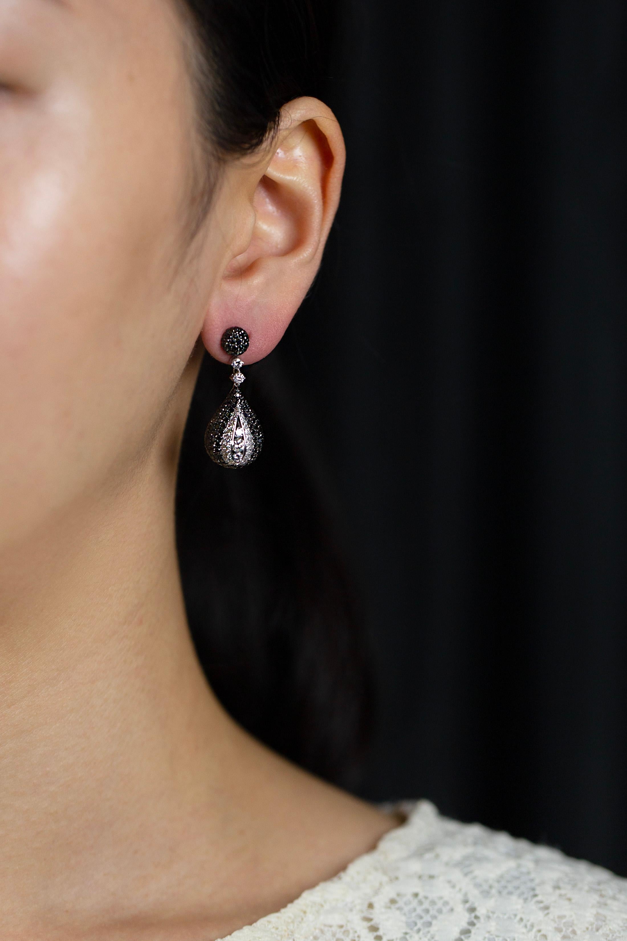 black diamond dangling earrings
