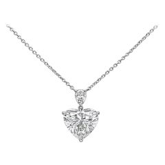 Roman Malakov 3.21 Carat Heart and Pear Shape Diamond Pendant Necklace