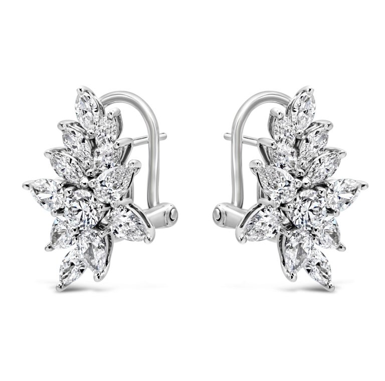 Contemporary Roman Malakov 3.21 Carats Total Fancy Shape Diamonds Cluster Earrings For Sale