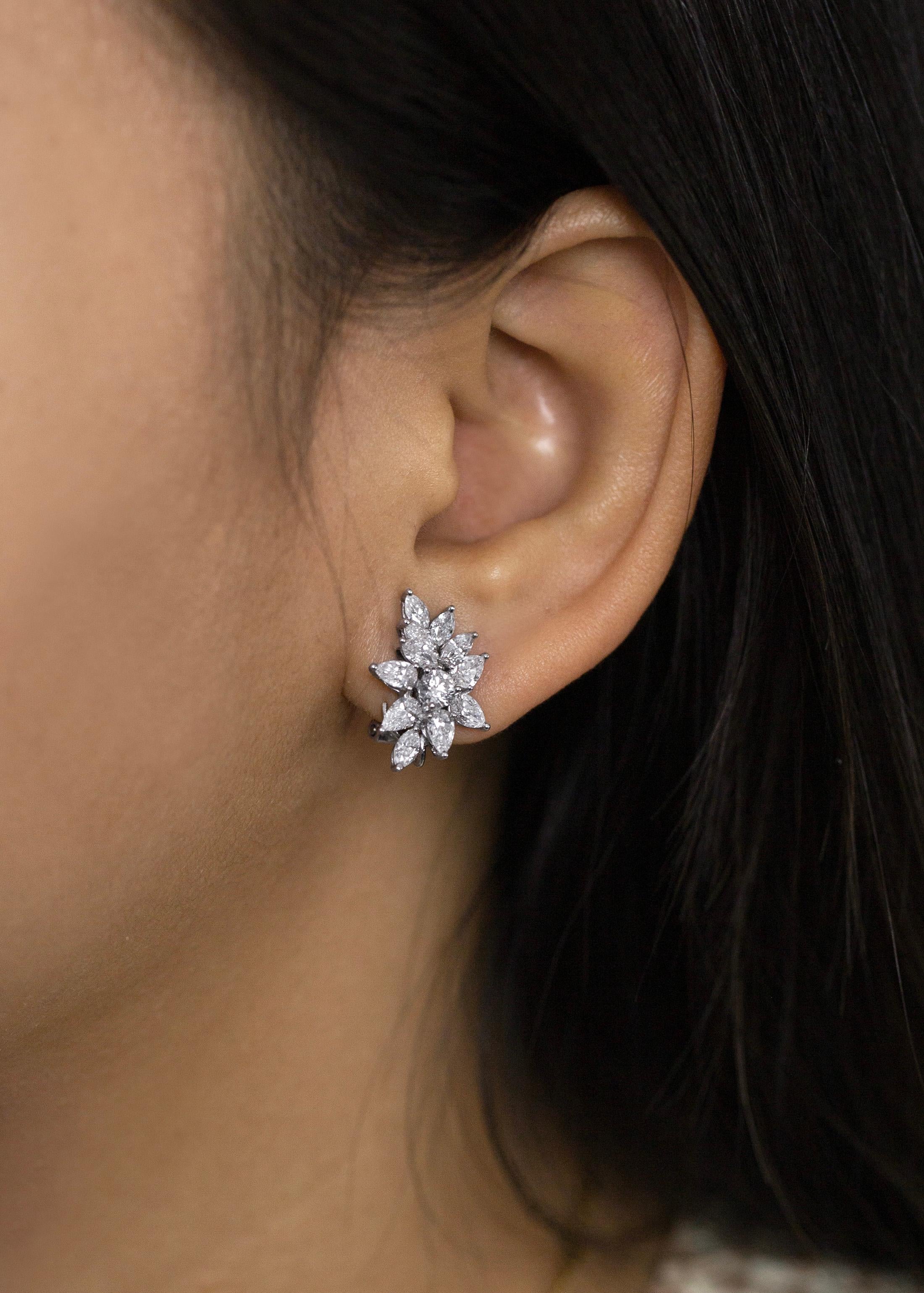 Women's Roman Malakov 3.21 Carats Total Fancy Shape Diamonds Cluster Earrings For Sale
