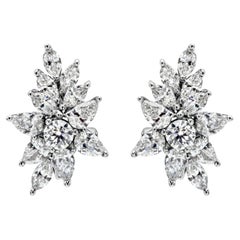 Roman Malakov 3.21 Carats Total Fancy Shape Diamonds Cluster Earrings