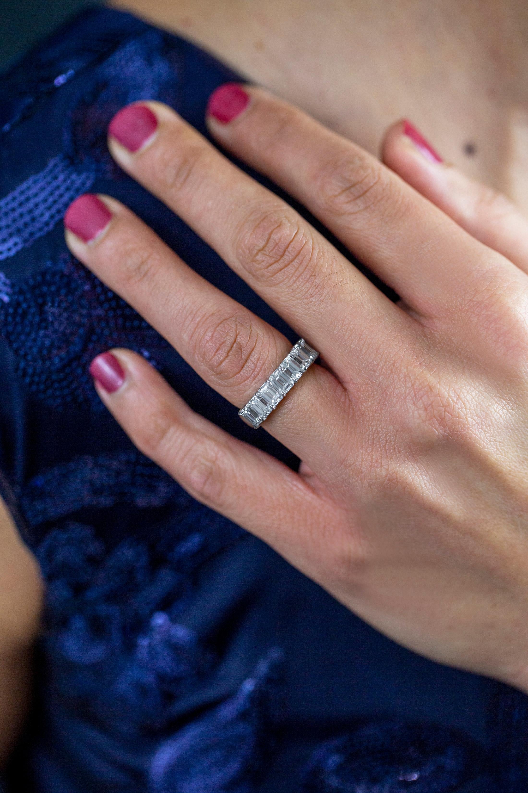 7 stone emerald cut diamond ring