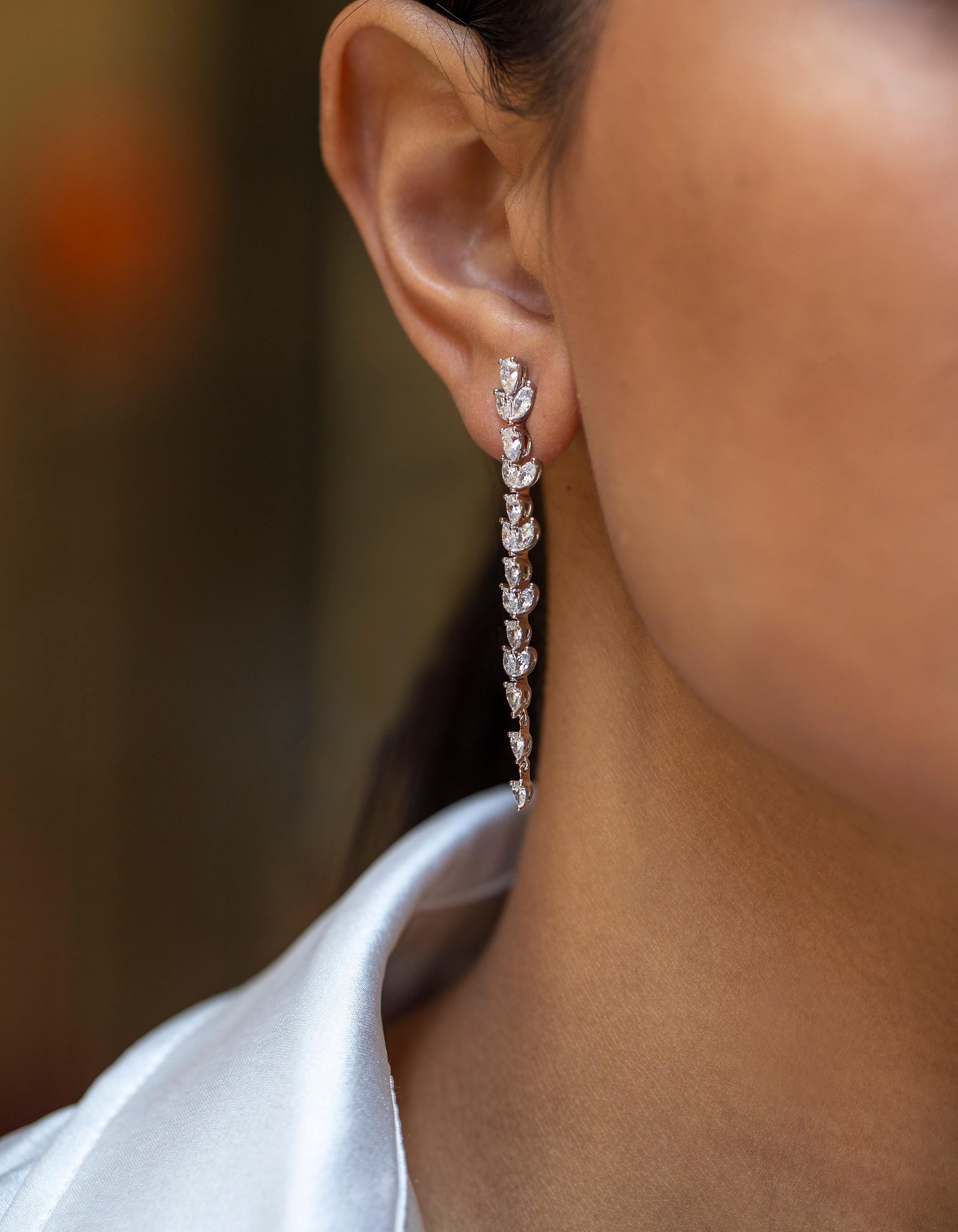 Roman Malakov, 3.23 Carat Total Marquise and Pear Shape Diamonds Drop Earrings In New Condition For Sale In New York, NY
