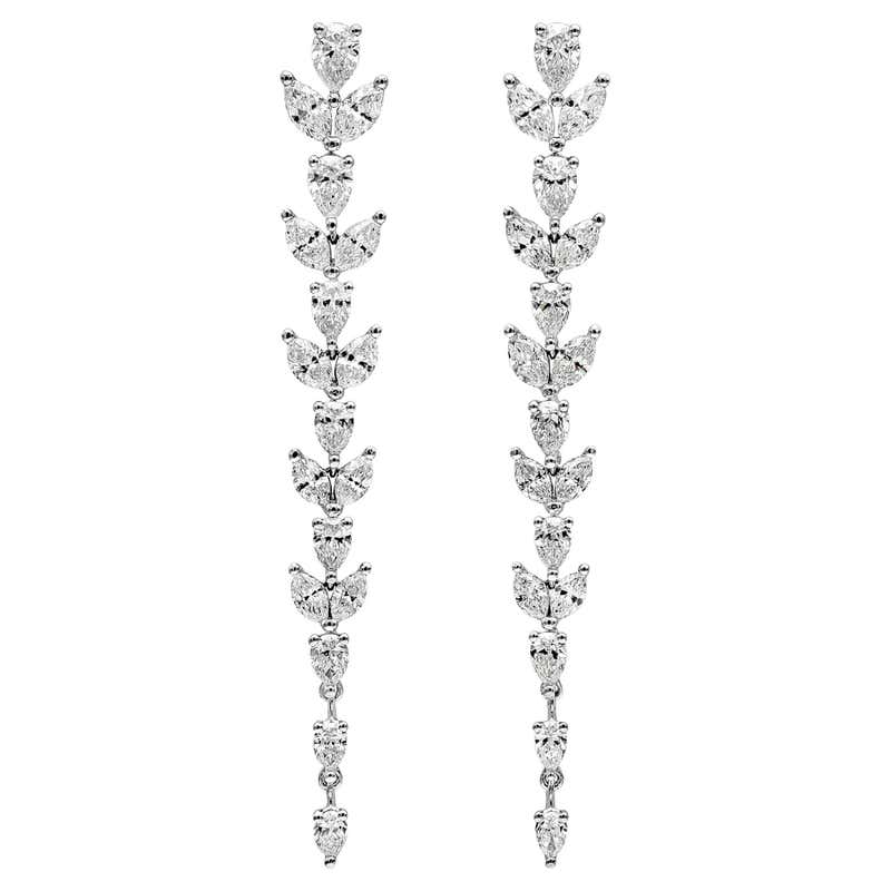 Pear Shape Sapphire and Diamond Drop Earrings at 1stDibs