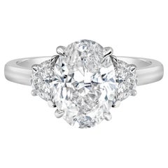 Roman Malakov 3.23 Carats Oval Cut Diamond Three-Stone Engagement Ring