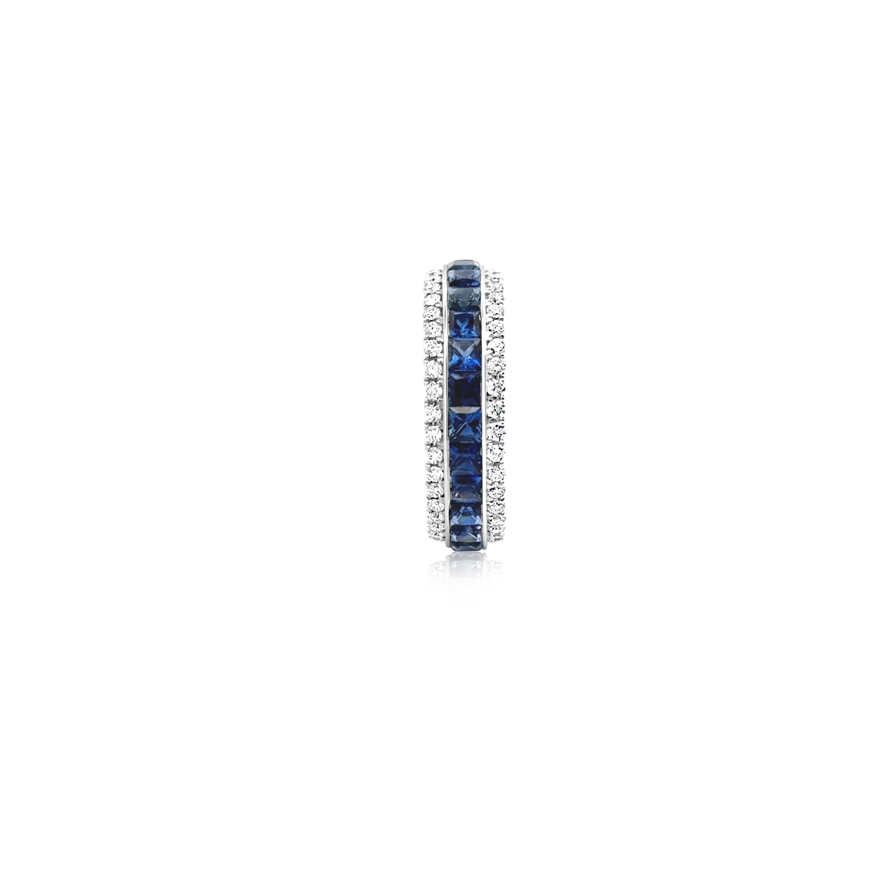 Roman Malakov 3,24 Karat Saphir & Diamant Ehering mit Quadratschliff (Zeitgenössisch) im Angebot