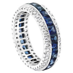 Roman Malakov 3.24 Carats Square Cut Sapphire & Diamond Wedding Band Ring