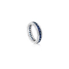 Roman Malakov 3.24 Carats Square Cut Sapphire & Diamond Wedding Band Ring
