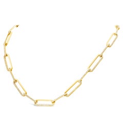 Roman Malakov 3.35 Carat Total Round Diamond in Open Work Design Link Necklace