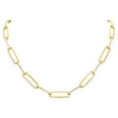 Roman Malakov 3.35 Carat Total Round Diamond in Open Work Design Link Necklace