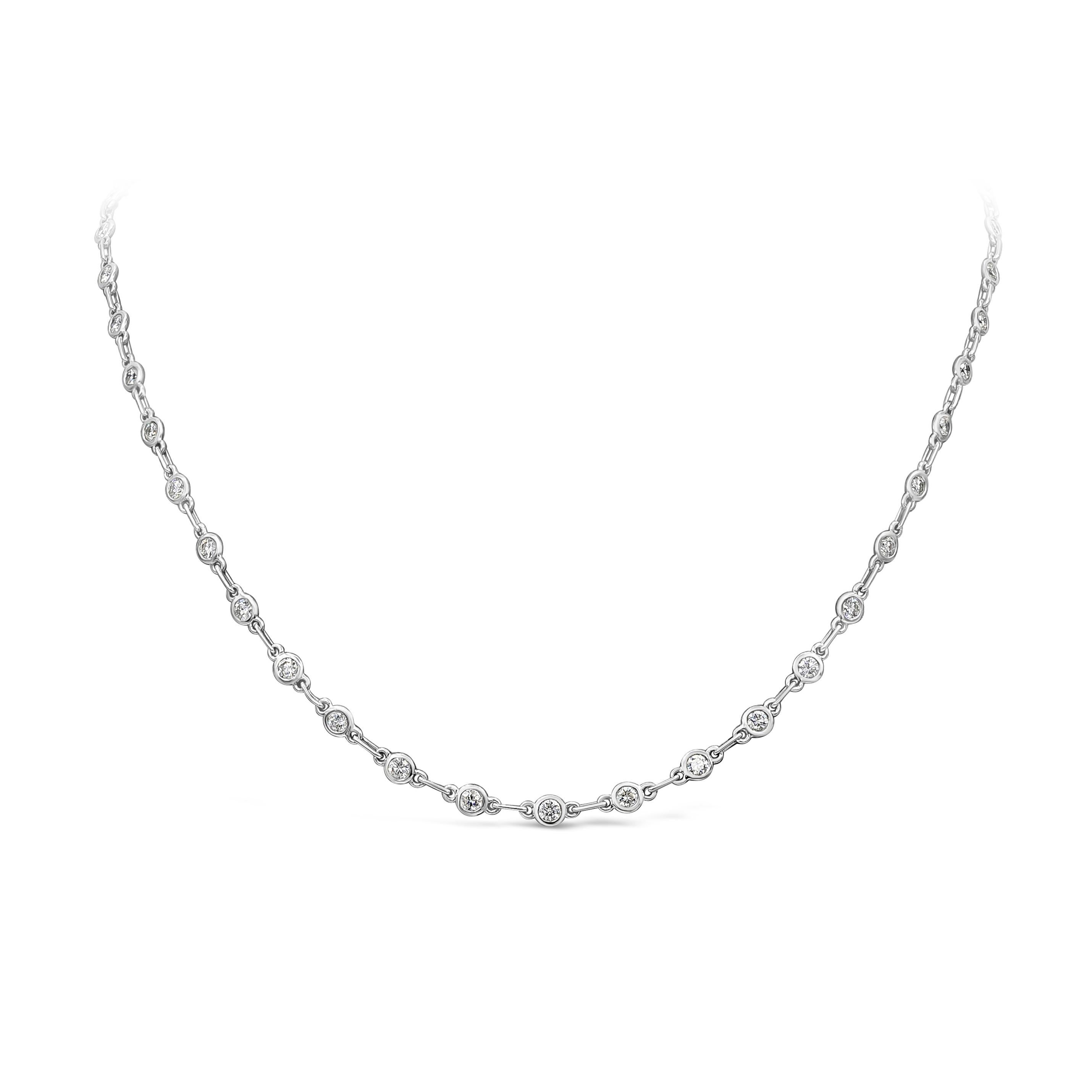 Contemporain Roman Malakov Diamonds 3.39 Carats Total Brilliant Round Diamond by The Yard Necklace en vente