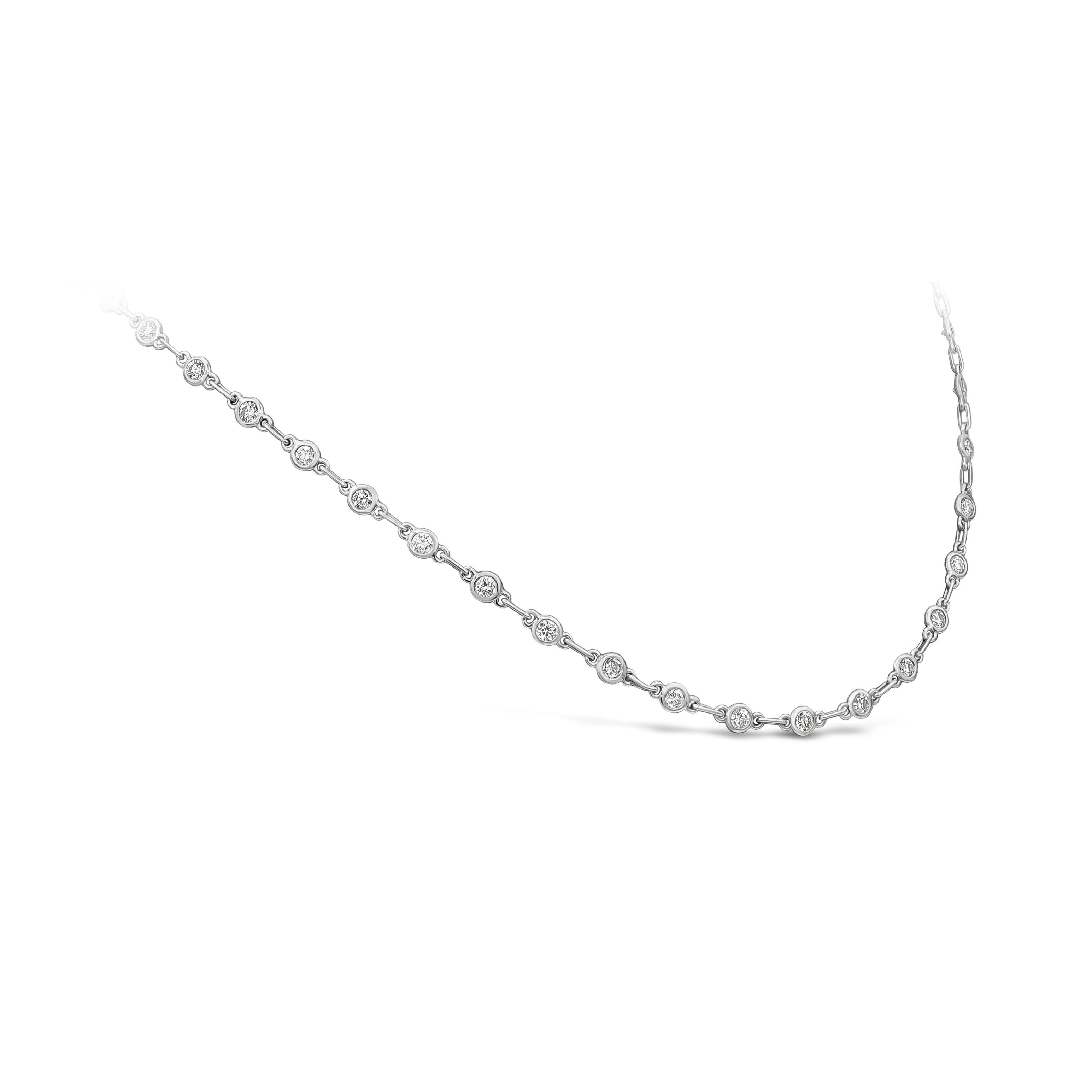 Round Cut Roman Malakov 3.39 Carats Total Brilliant Round Diamond by The Yard Necklace For Sale