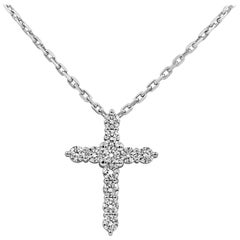 Roman Malakov 3.39 Carats Total Round Diamond Cross Pendant Necklace