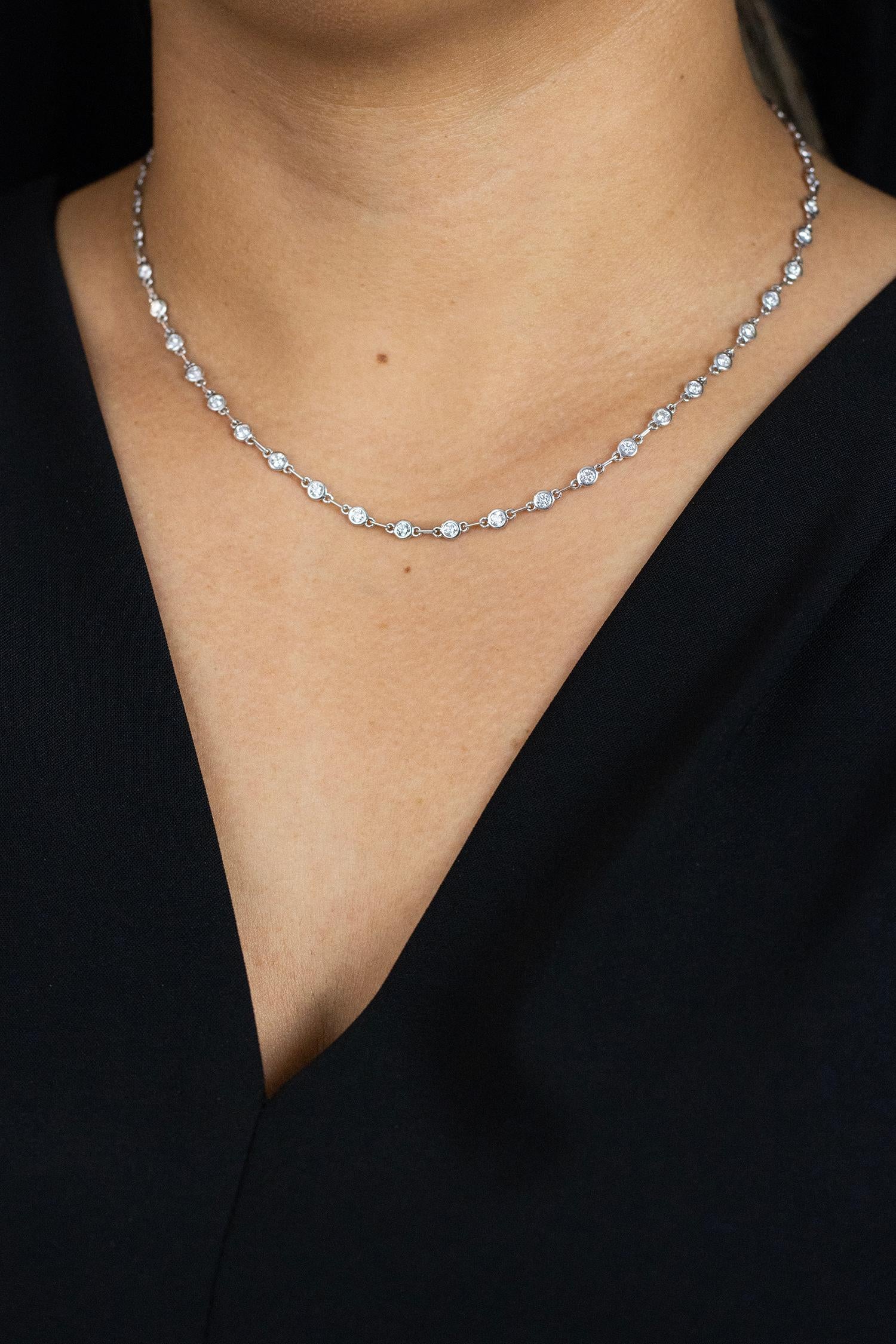 Roman Malakov Diamonds 3.39 Carats Total Brilliant Round Diamond by The Yard Necklace Unisexe en vente