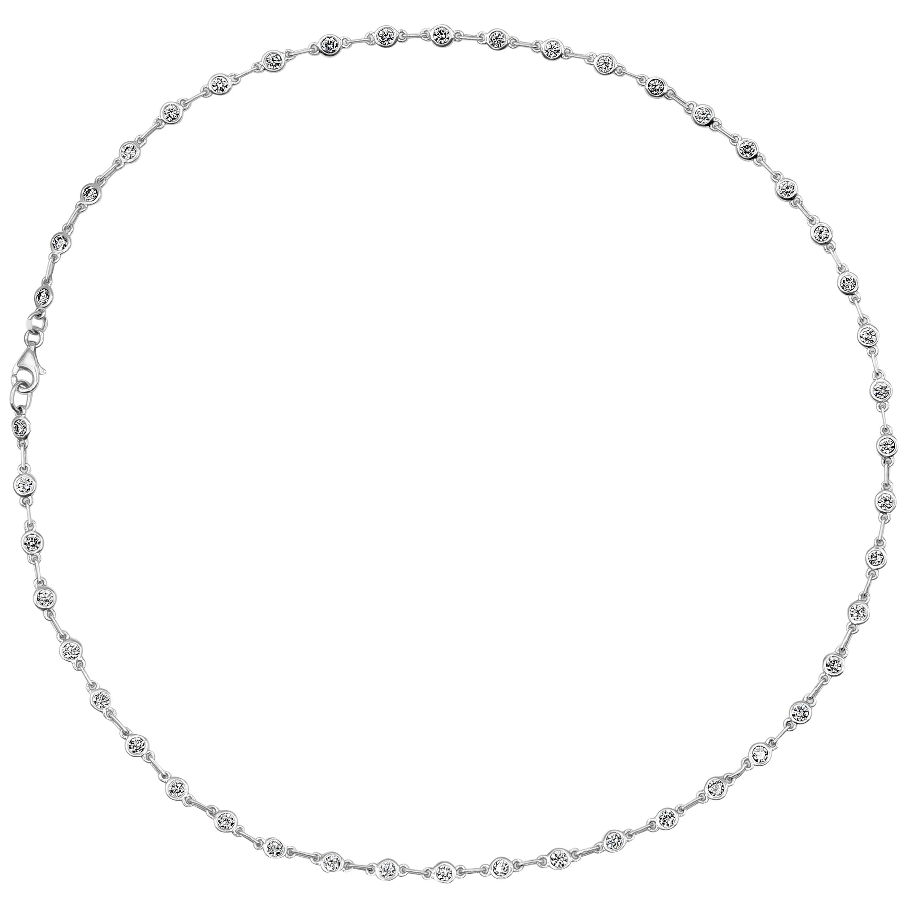 Round Cut Roman Malakov 3.39 Carats Total Round Brilliant Cut Diamond Necklace For Sale