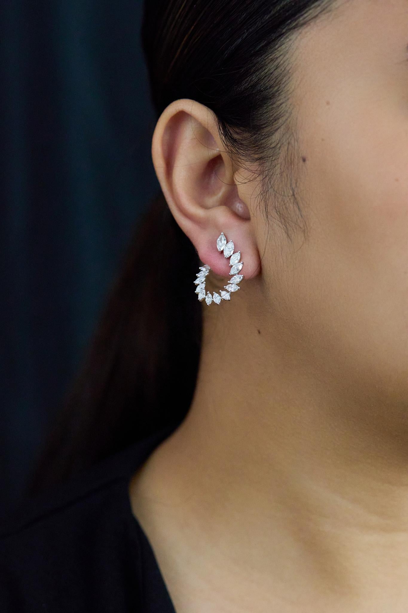 Women's Roman Malakov 3.50 Carats Total Marquise Cut Diamond Earrings in White Gold For Sale