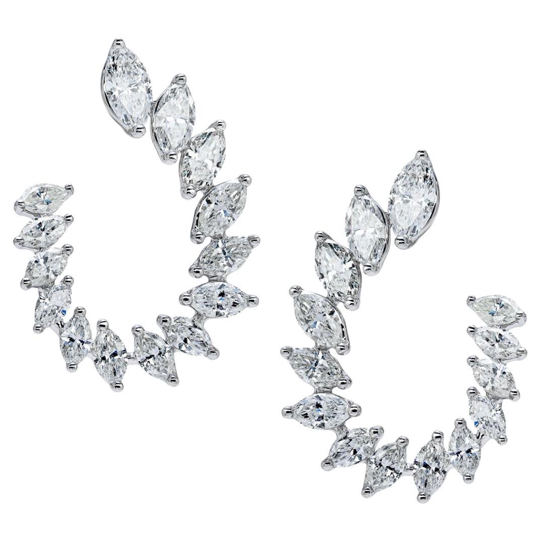 Roman Malakov Diamonds 3.50 Carats Total Marquise Cut Earrings in White Gold