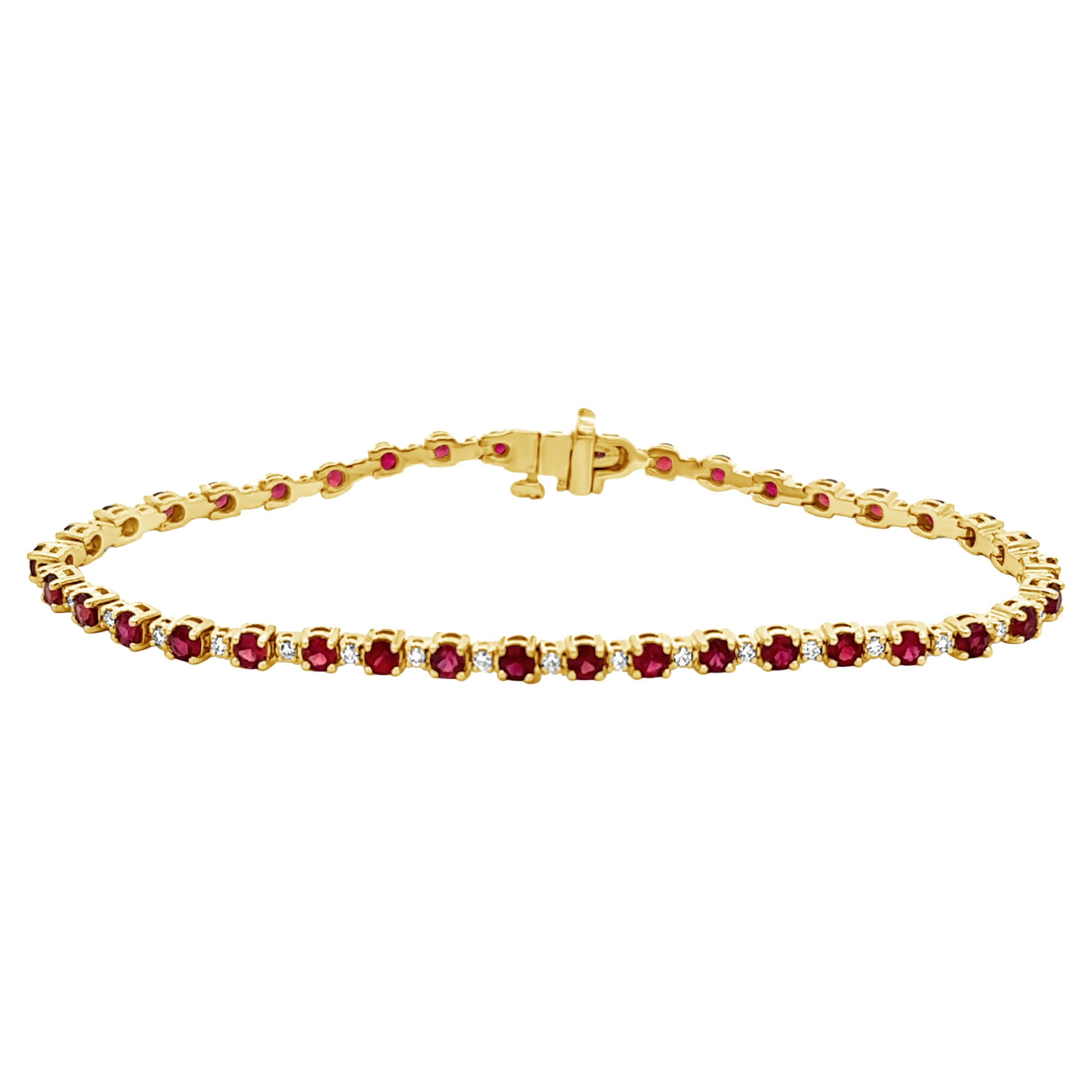 Roman Malakov 3,52 Karat Gesamt Rundschliff Rubin & Diamant-Tennisarmband