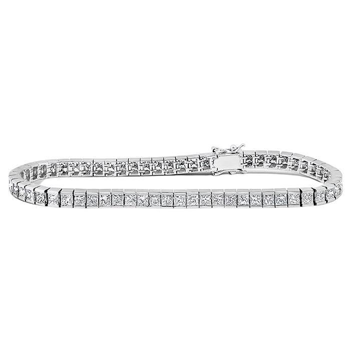 Roman Malakov 3.56 Carats Total Princess Cut Diamond Tennis Bracelet For Sale
