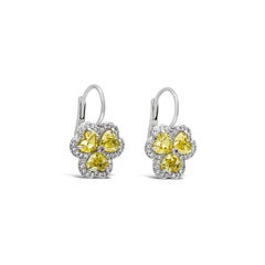 Roman Malakov 3.20 Carat Total Heart Shape Fancy Yellow Diamond Clover Earrings