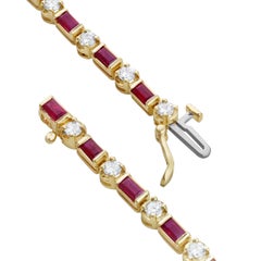 Roman Malakov 3.60 Carats Total Baguette Cut Ruby & Round Cut Diamond Bracelet