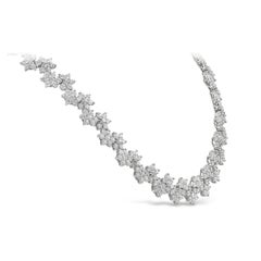 Roman Malakov 36,07 Karat insgesamt runder Diamant im Brillantschliff Floral-Halskette