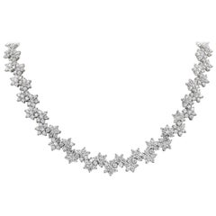 Roman Malakov 36,07 Quilates Total Diamante Redondo Corte Brillante Collar Floral