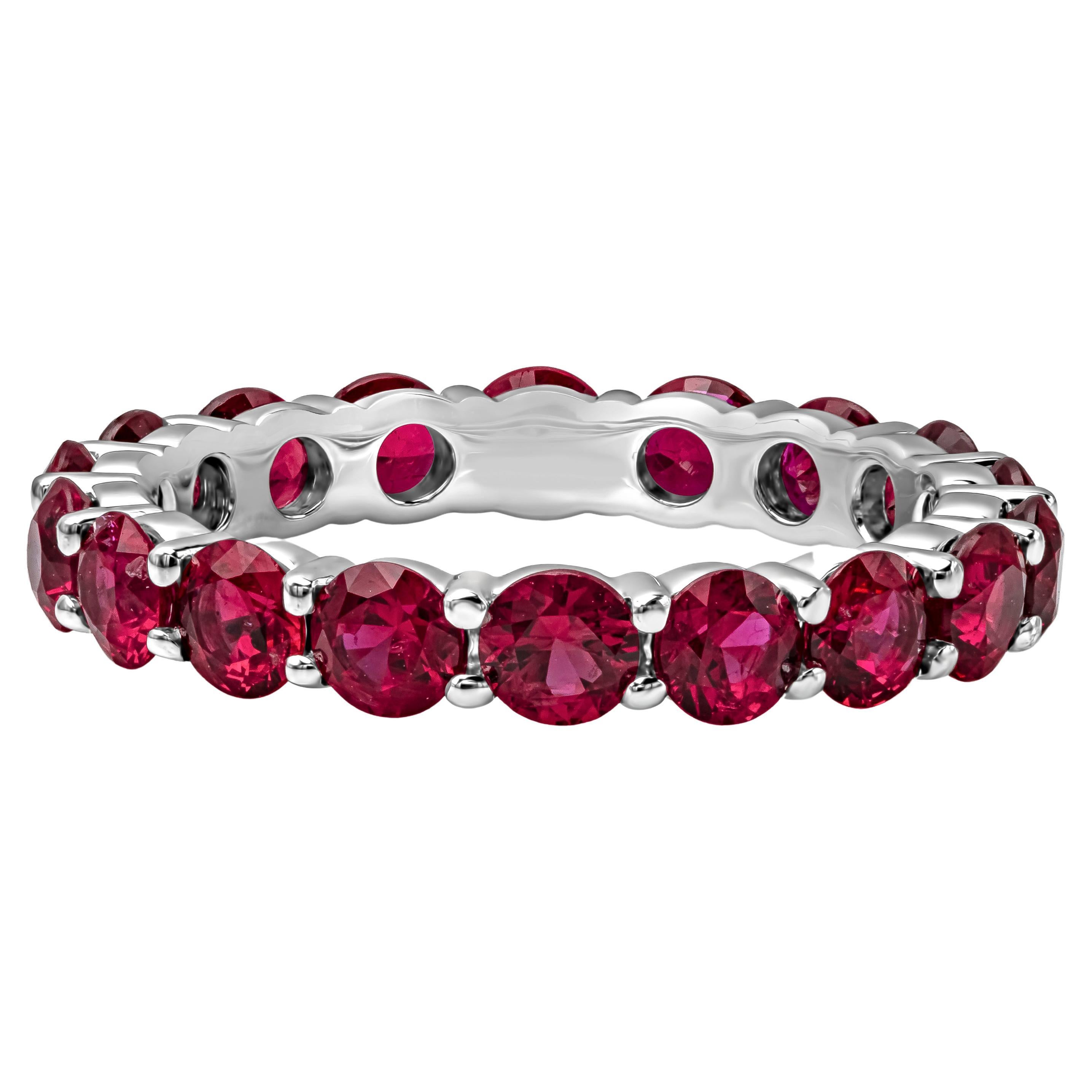 Roman Malakov 3.63 Carat Round Cut Ruby Eternity Wedding Band Ring