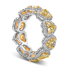 Roman Malakov 3.64 Carats Total Heart Shape Yellow Diamond Halo Wedding Band