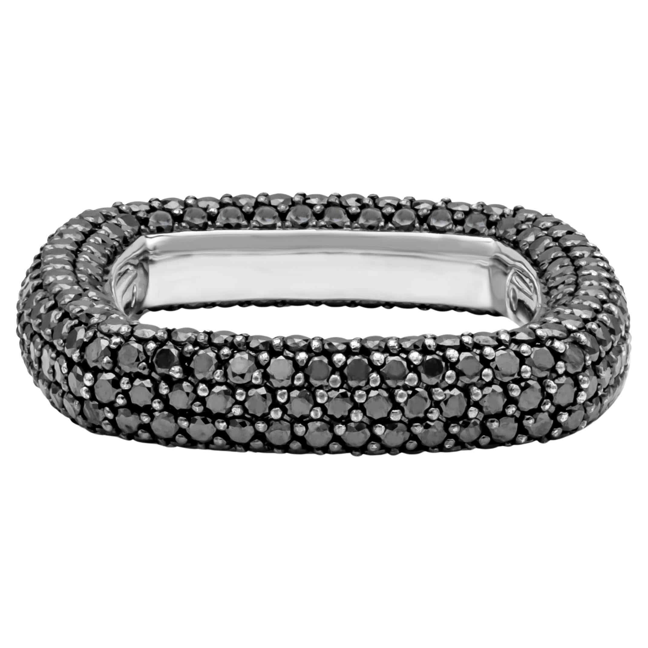 Roman Malakov 3,68 Karat insgesamt runder schwarzer Diamant Quadratischer Pave Mode-Ring