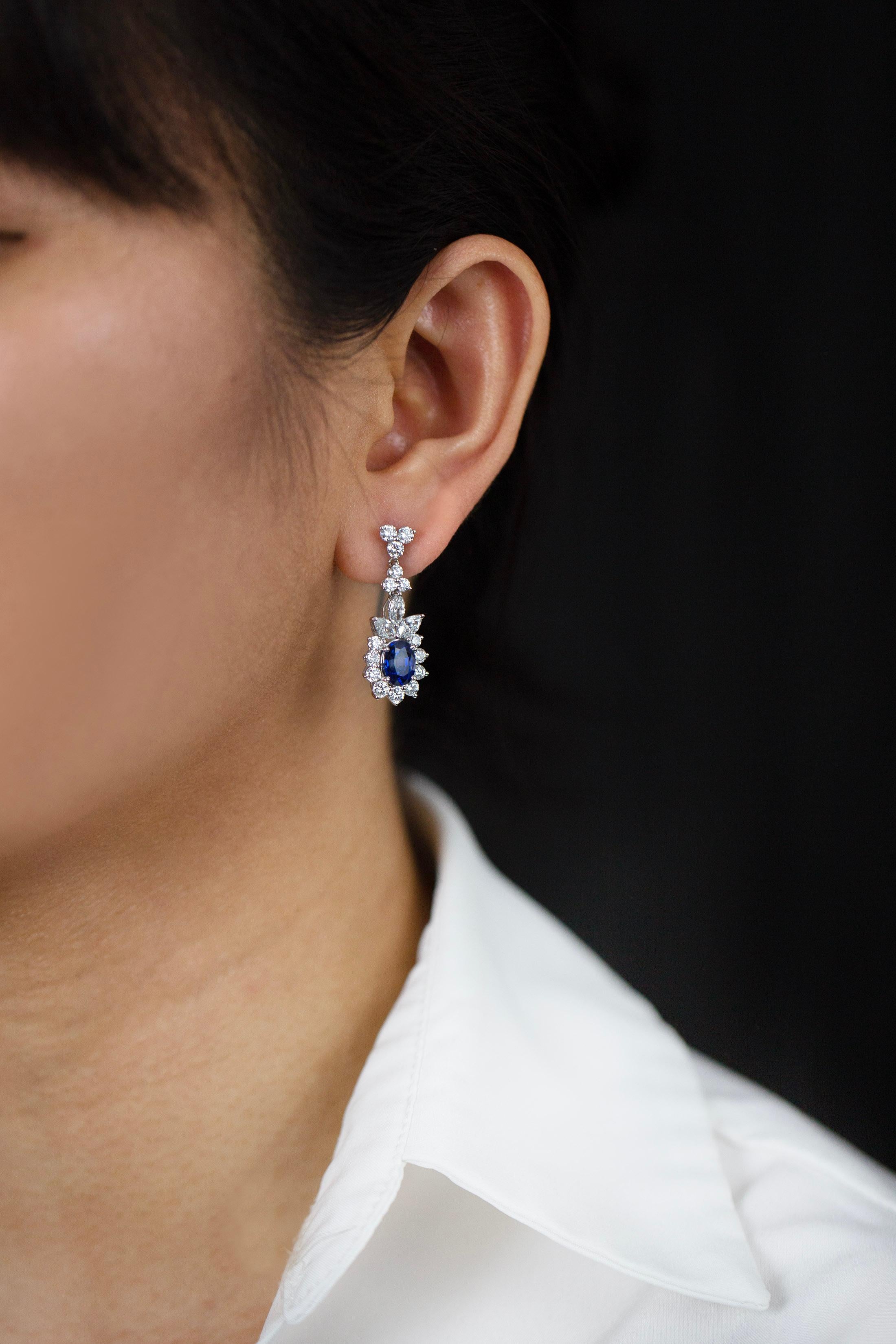 blue sapphire dangling earrings
